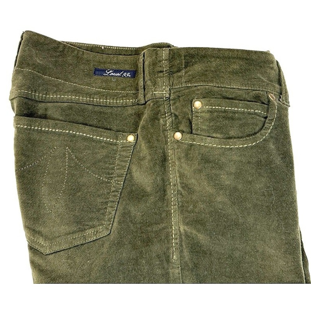 VTG Level 99 Dark Army Green Velvet Jeans Flare Leg Size 29 - Picture 4 of 7